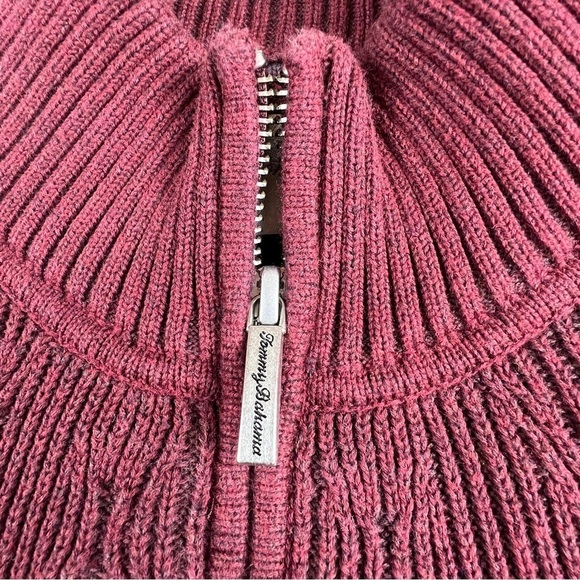 Tommy Bahama Sweater Mens XL Dark Maroon Quarter Zip Long Sleeve - Picture 5 of 9